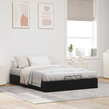Ottoman Bed Frame Black Queen Size Faux Leather 3403065