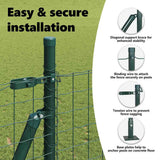 Fence Post with Concrete Base 26 pcs Green Powder-Coated Steel 3350231
