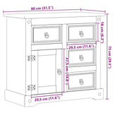 ZNTS Sideboard Corona 80x40x75 cm Solid Wood Pine 4005679