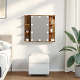 ZNTS Mirror Cabinet with LED Old Wood 70x16.5x60 cm 857003