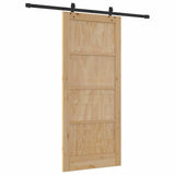 Sliding Door Natural and Black 86 x 198.5 cm Solid Pine Wood 3333510