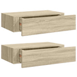 330248 Wall-mounted Drawer Shelves 2 pcs Oak 40x23,5x10cm MDF