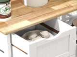 Rolling Kitchen Island Cart, Bar Serving Cart, Compact Trolley on Wheels with Wood Top, Shelves & T3398P328091