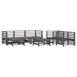 7 Piece Garden Lounge Set with Cushions Grey Solid Wood 3185838