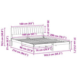 Bed frame White and light grey 160 x 200 cm Solid pine wood 878668
