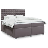 Box Spring Bed with Mattress Grey 200x200 cm Faux Leather 3290738