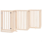 Dog Gate with Door Foldable 9 Panels 450 cm Poplar Wood 3155644