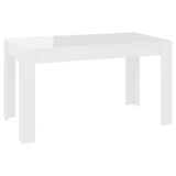 ZNTS Dining Table High Gloss White 140x74.5x76 cm Engineered Wood 804208