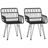 3 Piece Garden Dining Set Black Poly Rattan 3157866