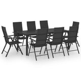 9 Piece Garden Dining Set Black 3060063