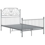 Grey Bed Frame Powder-coated metal Double Durable Bed Frame 324849