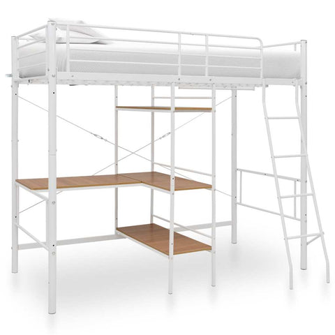 Bunk Bed with Table without Mattress White Metal 90x200 cm 287906
