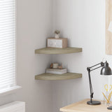 Floating Corner Shelves 2 pcs Oak 35x35x3.8 cm MDF 323926
