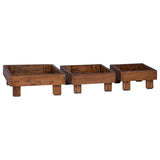 Plant Stand 3 pcs Brown 35 x 35 x 12 cm Mahogany Wood 42012382