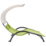 Double Sun Lounger with Canopy Textilene Green 310546