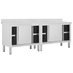 ZNTS Work Tables with Sliding Doors 2pcs 240x50xcm Stainless Steel 3055903