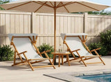 Deck Chair 2 pcs 3 Position Solid Eucalyptus Wood Cream 3407811