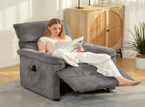 Corduroy Electric Massage Recliner - Grey T3398P553390