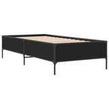 ZNTS Bed Frame Black 100x200 cm Engineered Wood and Metal 844961