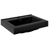 Rectangular Ceramic Basin Black with Faucet Hole 60x46 cm 140687