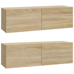 Wall TV Cabinets 2 pcs Sonoma Oak 100x30x30 cm Engineered Wood 804547