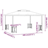 Gazebo with Sidewalls&Double Roofs 3x4 m Taupe 318545