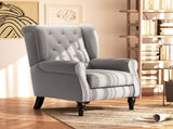 Retro Accent Chair, Wingback Armchair with Wood Frame Button Tufted Design for Living Room Bedroom, T3398P328125