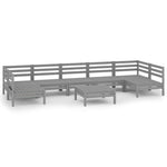 ZNTS 8 Piece Garden Lounge Set Grey Solid Wood Pine 3083411