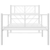 Metal Bed Frame without Mattress with Footboard White 100x200cm 372241
