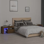 ZNTS Bedside Cabinets 2 pcs with LED Lights Brown Oak 70x36.5x40 cm 3152777