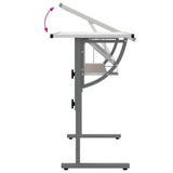 Craft Desk White&Grey 110x53x cm Engineered Wood&Steel 340928