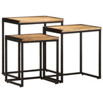 ZNTS Nesting Side Tables 3 pcs Solid Rough Wood Mango 376037