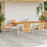 Garden Dining Set 7 pcs Solid Teak Wood and Stainless Steel 3334826