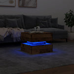 ZNTS Coffee Table with LED Lights Old Wood 50x50x40 cm 857716