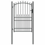 Fence Gate with Spikes Grey 200 x 100 cm Powder-coated steel 42009021