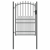 Fence Gate with Spikes Grey 200 x 100 cm Powder-coated steel 42009021