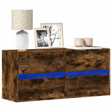 TV Wall Cabinet with LED Lights Smoked Oak 100x31x45 cm 852296