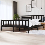 3101177 Bed Frame without Mattress Black Solid Wood 200x200 cm