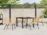 Garden Dining Set 5 pcs Brown Poly Rattan 3380898