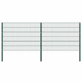 Fence Panel with Posts Iron 349x120 cm Green 278662