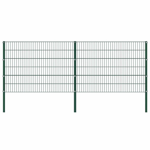 Fence Panel with Posts Iron 349x120 cm Green 278662