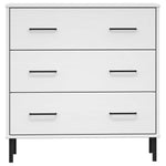 ZNTS Sideboard with 3 Drawers White 77x40x79.5 cm Solid Wood OSLO 350981