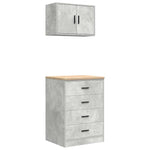 ZNTS Garage Cabinets 2 pcs Concrete Grey Engineered Wood 3328335