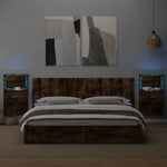 ZNTS Wall-mounted Bedside Cabinets with LED Lights 2 pcs Smoked Oak 848166