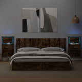 ZNTS Wall-mounted Bedside Cabinets with LED Lights 2 pcs Smoked Oak 848166