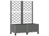 Garden Planter with Trellis&Wheels Light Grey 80 x 40 x 146 cm 3422972