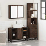 3 Piece Bathroom Furniture Set Brown Oak Engineered Wood 3301154