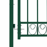Fence Gate EMMEN with Arched Top Steel 100x98.5 cm Green 146364