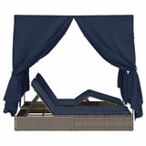 Double Sun Lounger with Roof Grey 205 x 129 x 200 cm PE rattan 3376134