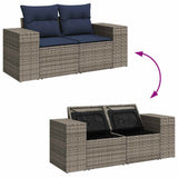 6 Piece Garden Sofa Set with Cushions Grey Poly Rattan Acacia 3326732